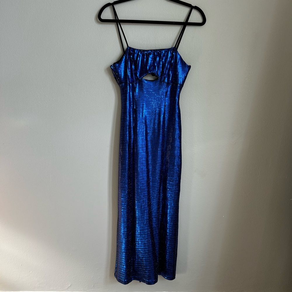 Topshop disco sequin midi dress in colbalt - Sz 4
